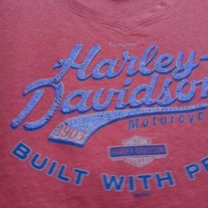 Harley-Davidson Large Womens Tee Terracotta Rhinestone Lakeland, Fl Harley
